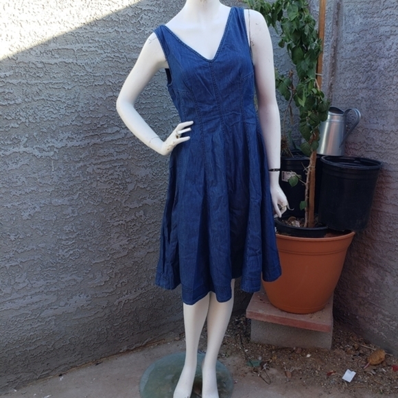 🕷🕷🪳🪲🌹Anthropologie Seamed Denim Dress WITH A BONUS BELT a value of $70 - Picture 3 of 10